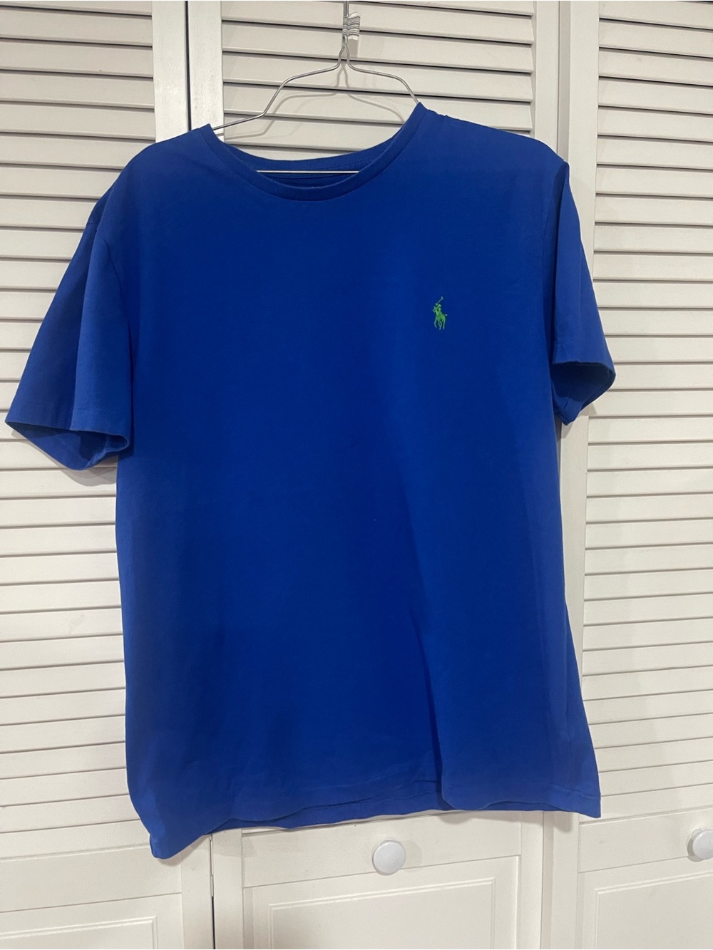 Ralph Lauren Short Sleeve Crew Tee in Bright Blue with Green Pony